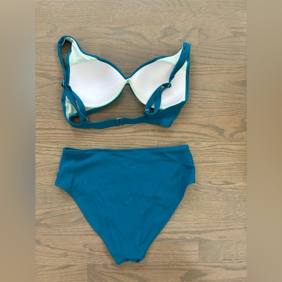 NWT Cupshe Turquoise Blue 2 Piece Bikini High Waisted size M - Picture 6 of 7